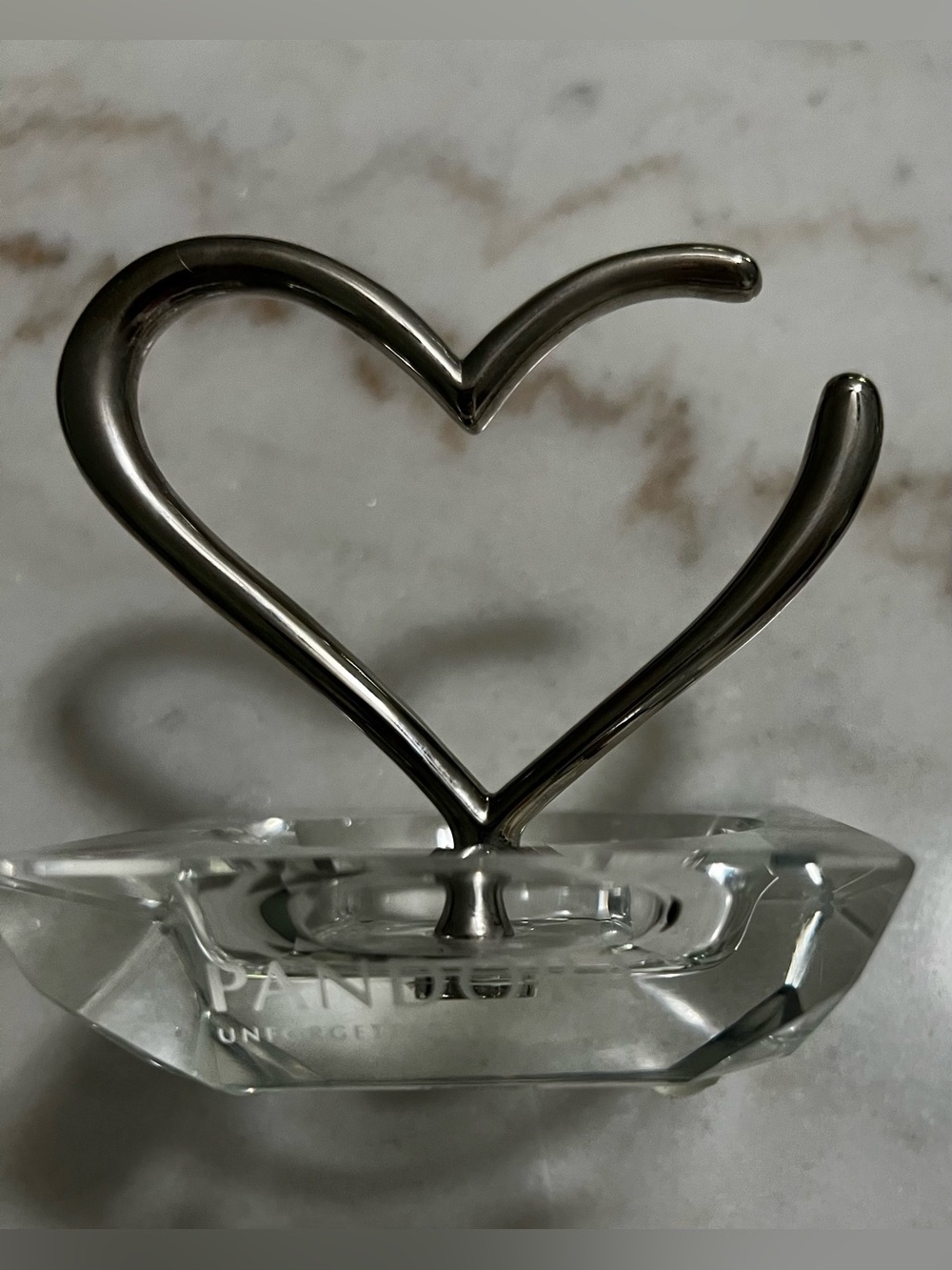 PANDORA CRYSTAL & SILVER OPEN HEART RING JEWELRY HOLDER UNFORGETTABLE MOMENTS